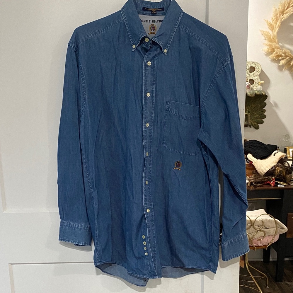 Tommy Hilfiger Men's Casual Blue Button Down Shirt